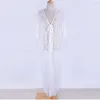 Women's Swimwear Long Cardigan Beach Wear Cover Up Women White Kaftan Dress Tunic Summer Lace Pareo Bikini Cover-Up Sexy Bathing RobeWomen's