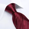 Cravates d'arc rouge rayé solide luxe soie cravate pour hommes ensemble 8cm affaires mariage cou mouchoir boutons de manchette cadeau pour homme en gros fred22