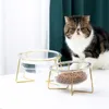 Nonslip Cat Bowls Glasses Single with Gold Stand Pet Food&Water for s Dogs Feeders Products Bowl Y200917