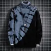 Pulls pour hommes #5876 automne hiver pull à col roulé hommes épissé couleur chaud Mohair tricoté vison velours pulls hommes Olga22