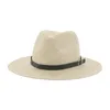 Summer Women Men Wide Brim Hat Straw Beach Sun Hat Black White Belt Casual Hats Gorras Para Mujer