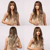 Perucas sintéticas de cabelo cosplay Henry Margu marrom branco cinza loiro ombre perucas sintéticas para mulheres negras peruca afro longa ondulada com B8586990