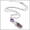 Colares pendentes pingentes de joias prisma hexagonal cristal roxo quartzo natural chakra peixe escala druzy colar drusy for women dr dr