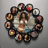Sublimation Wall Clock Face Blank MDF Wooden Wall Clocks with 12 Circles Round Shape Photo Frame Holder For Home Decoration 0509