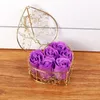 Decorative Flowers & Wreaths Fresh Soap Flower With Heart Shape Iron Basket Rose Gift Box Valentine's Day Florist Supply Wedding Favor H