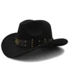 Basker wome män svart ull chapeu western cowboy hatt gentleman jazz sombrero hombre cap elegant lady cowgirl hattar 2 stora storlekenberets beretsber