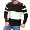 メンズセーターメンズロングスリーブメンズストライプ暖かい厚いスリムニットセーターファッションo-Neckジャンパー秋冬衣料品
