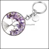 Nyckelringar Natural Broken Stone 5cm Wrap Tree of Life Keychains Healing Rose Crystal Car Decor Keyholder For Wome Carshop2006 DH0WL