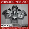 Carrozzeria per HONDA VFR800RR Interceptor VFR 800RR 800 CC RR 98-01 Corpo 128No.23 800CC VFR-800 VFR800 RR 98 99 00 01 VFR800R 1998 1999 2000 2001 Kit carenature argento lucido