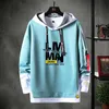 Contraste cor streetwear hoodies homens marca tops preto branco moletom hip hop cool patchwork pullover 3/4 manga 220402