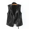 Women's Vests Plus Size 3XL Female Black Leather Vest Spring Zipper Cool Motorcycle LeatherJacket All Match PU Waistcoat F558