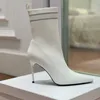 Botas de cano alto estilete Sapatos de meia de moda para mulheres Meias elásticas de malha de alta qualidade Designer de botas 10,5 cm Salto de metal dedos pontiagudos Sapato de fábrica de bota elástica feminina