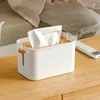 Vävnadslåda Holder Luxury White Plastic Lifting Paper Tissue Box With Bambu Cover Modern Decorative Tissue Box YFAX3205
