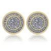 Mens Hip Hop Stud Earrings Jewelry Fashion Gold Round Zircon Iced Out Earring For Men296D