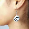 Dangle Chandelier Funny Dice Earrings Acrylic White Cube 3D Cubic Charm Drop arringsdangle