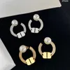 Designer Smycken Örhängen Kvinnor Smycken Mode Double Letter Pearl Earring Lyxig Högkvalitativ Rose Gold Tillbehör 223263rl