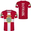 الدنمارك مخصص مجاني T Shirt Danmark Nation Flag Tshirts Tee Tee Dansk Country DIY Top P O Picture Team Jersey Made Name 220616GX