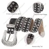 Belt Fashion Designer Crystal Belt Adjustable Length Buckle Chic Western Cowboy Black Rhinestone Belts for Girls Men Decorative Punk