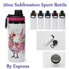 Сублимация Новая 20 унций алюминиевых тумблеров спортивные бутылки бутылки с ручкой с крышками по экспрессу