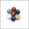 Stone Loose Beads Jewelry 16Mm Round Ball 7 Chakra Set Reiki Natural Crystal Stones Ornaments Quartz Yoga Energy Bead Hea Dh5Vb