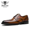 اللباس أحذية ديساي جلدية حقيقية رجال أعمال تنفس حذاء بريطاني دانتيل مصقول يدويًا منحوتًا ديربي كلاسيك