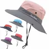 Połowy UV Ochrona UV UPF 50 Słońca Summer Summer Mężczyźni Kobiety duże szerokie grzbiet Bob Hoting Hats z paskiem łańcuchowym 220627