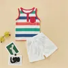 Kledingsets Kleding 2 -jarige jongen Kids Toddler Boys Girls Casual Mouwloze Stripe Prints Vest Fall Baby Breat RomperClothing