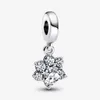 925 Sterling Silver Sparkling Pet Paw Print Dangle Charm Bead Fits Pandora Style Bracelet