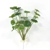 18 Heads Artificial Lotus Flower Green Leaves Plastic Tree Fake Bonsai Plants Real Touch Copper Leaf For Home Garden Decor 2Pcs
