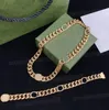 Männer Frauen Choker Halskette Edelstahl Armbänder 18 Karat vergoldet Designer Punk Brief Curb Kubanische Goldkette Hip Hop Anhänger Jew262W