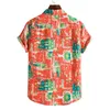 Kwiatowa hawajska koszula mężczyzna na plaży noszenie koszuli aloha men impreza swobodna guzika w dół koszule na plaży z krótkim rękawem męskie chemise homme 3xl L220704