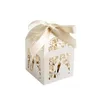 Gift Wrap 100Pcs Set Wedding Favors Boxes Hollow-Out Paper Candy Box With Ribbon Bridal Baby Shower Decoration Supplies271f
