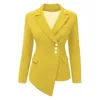 Women's Suits & Blazers Lapel Coat Solid Color Long-sleeved Single-breasted Office Ladies Pocket Cotton Asymmetric Casual Blazer Fall 2022