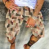 Streetwear Vintage Skull Print Shorts Hombres Algodón Lino Casual Suelto Cordón Playa Pantalón corto para hombre Verano 220715