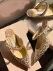 Элегантная платья туфли для вечеринок женщины заостренные носки высокие каблуки латте наппа кожаные насосы с хрустальными украшениями роскошная обувь