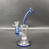 7 i Blue Glass Bong Recycler Glass Water Bong Pipes Joint Tobacco Hookah 14mm Bowl