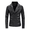 Hiver cuir revers veste hommes fourrure doublé chaud moto veste mince rue mode motard manteau fermeture éclair plissé conception S3XL 220816