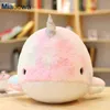 2845 cm Rainbow Narwhal Plush Toy Filled Sea Animal Colorful Whale Fish Doll mjuk kudde för LDREN Baby Girl Birthday Present J220729