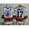 Nivip Custom Kansas City Scouts Hockey Hockey Simon Nolet Denis Herron Steve Durbano Białe Blue Alternate 1974-1976 Vintage Name Koszulki