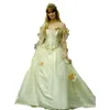 Rococo Inspired Fairy Princess Corset Suknia ślubna z ramion Vintage Victorian A Line Bridal Surs Gold Lace Floral Appliques Reneissance Bride Sukienki