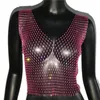 FestivalQueen Sexy Diamonds Mesh Croped Tank Top Women Summer Cover Up Bikini Se genom Net Party Club Crop Top 220607