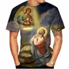 T-shirt da uomo T-shirt in cotone Abbigliamento uomo Estate 2022 Moda europea americana O-Collo Manica corta Digitale 3D Stampato Jesus TopsUomo