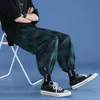 Herrbyxor Plaid Men's 2022 Bekväma lösa streetwear joggar koreanska casual all-match trendiga flanell breda byxor