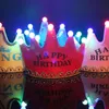 Stock Led Couronne Décoration Chapeau De Noël Cosplay Roi Princesse Couronne Joyeux Anniversaire Casquette Lumineux Chapeaux De Noël Coloré Étincelant Couvre-chef C0607G05