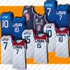 College Basketball Wear Team USA Tokyo Kevin 7 Durant Jersey Devin 15 부커 유니폼 Damian 6 Lillard Jersey Jayson 10 Tatum Jerseys Basketball