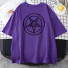 Camiseta de mujer Pentagram Gothic Occult Satan Camiseta de mujer Moda Oversize Simplicidad Marca Camisetas Verano 2022 Hombres TopsMujeres