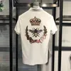 Erkekler Polo Kısa Kollu T-Shirt Bee Crown Diamond Rhinestone Son Yaz Trendi Erkek yaka tees genç yakışıklı tasarım tarzı mavi pamuklu adam giyim s-3xl