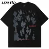 LENSTID Sommer Männer Kurzarm T-shirts Hip Hop Menschen Schatten Print T Shirts Streetwear Harajuku Casual Baumwolle Tops Tees 220704