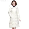 Déesse mode grande taille col en fourrure ample à capuche blanc duvet de canard manteau 2022 nouveau élégant femmes épais chaud doudoune L220730