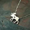 Pendant Necklaces Tiny Moose Necklace Silver Color Charm Heart Choker For Women Girl Fashion Statement JewelryPendant